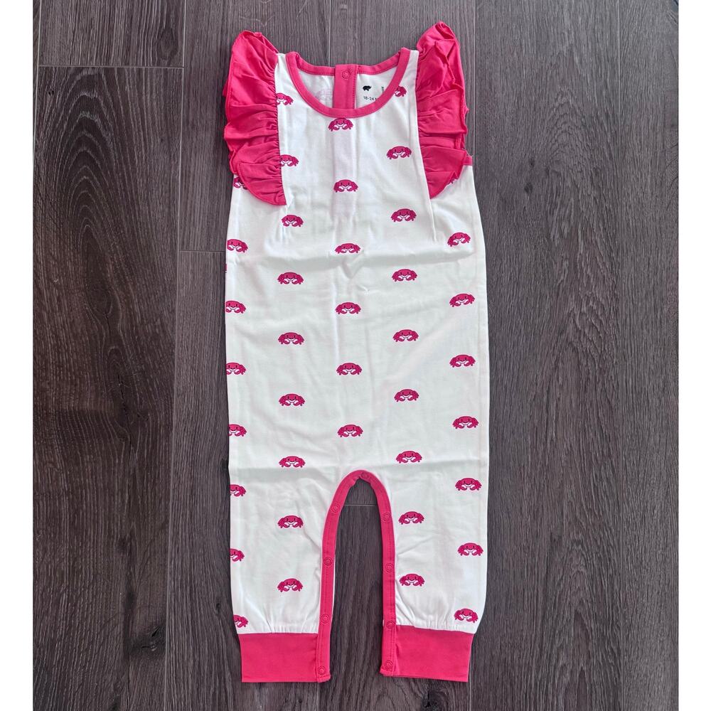 Crab Print Beachy Sleeveless Ruffle Romper Organic Cotton Monica + Andy 18-24 Mo